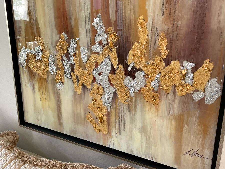 John-Richard Wall Decor Artwork By Jackie Ellens Lustrous Haze Highlighted By Textural Gold And Silver Leaf 37.5W X 48.5H Retails $1,789 [Photo 4]