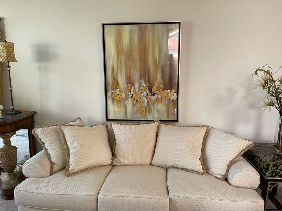 John-Richard Wall Decor Artwork By Jackie Ellens Lustrous Haze Highlighted By Textural Gold And Silver Leaf 37.5W X 48.5H Retails $1,789 [Photo 3]