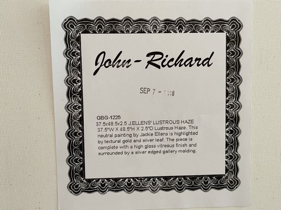 John-Richard Wall Decor Artwork By Jackie Ellens Lustrous Haze Highlighted By Textural Gold And Silver Leaf 37.5W X 48.5H Retails $1,789 [Photo 8]