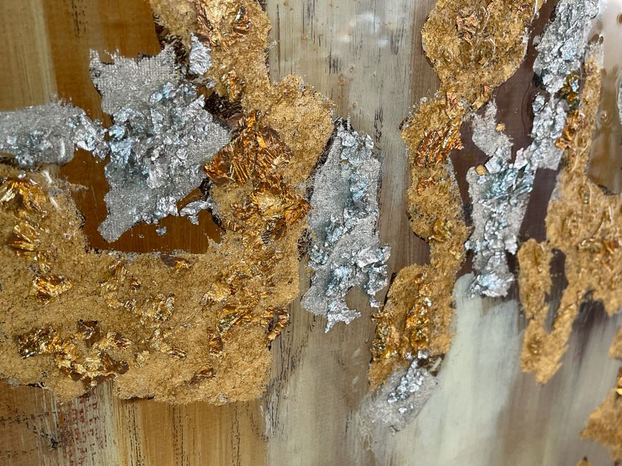 John-Richard Wall Decor Artwork By Jackie Ellens Lustrous Haze Highlighted By Textural Gold And Silver Leaf 37.5W X 48.5H Retails $1,789 [Photo 6]