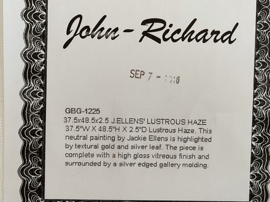 John-Richard Wall Decor Artwork By Jackie Ellens Lustrous Haze Highlighted By Textural Gold And Silver Leaf 37.5W X 48.5H Retails $1,789 [Photo 9]