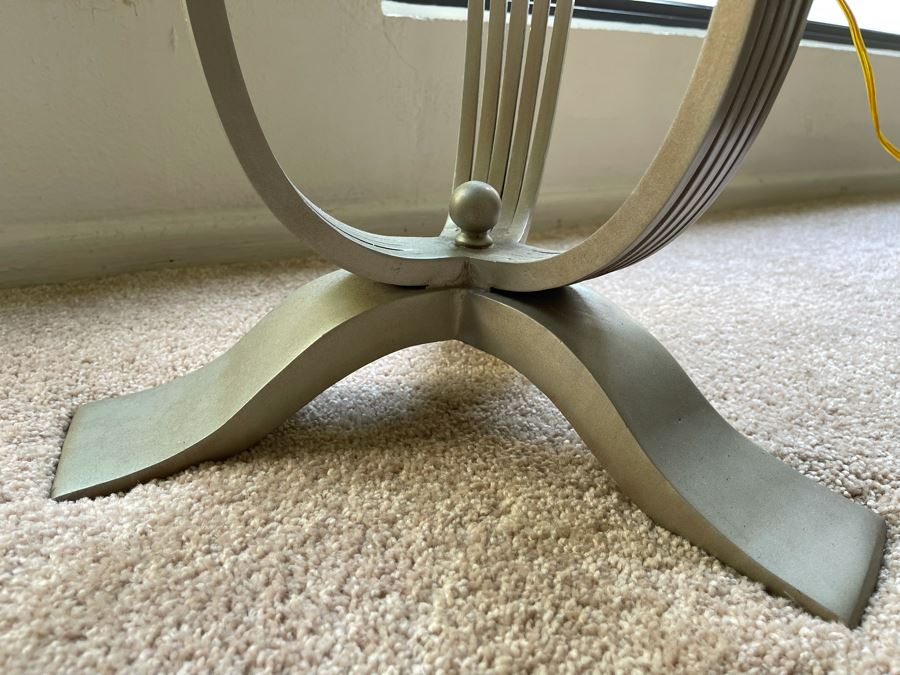 Metal Base Side Table With Glass Top 22W X 24H [Photo 4]