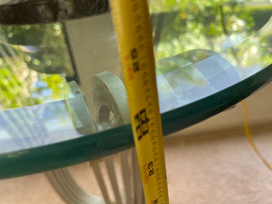 Metal Base Side Table With Glass Top 22W X 24H [Photo 7]