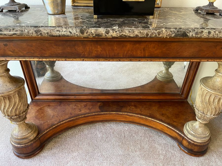 Console Entry Table With Mirrored Bottom And Marble Top 62W X 22D X 39H [Photo 5]