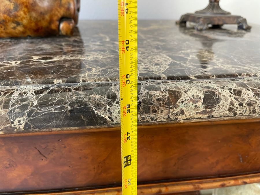 Console Entry Table With Mirrored Bottom And Marble Top 62W X 22D X 39H [Photo 6]