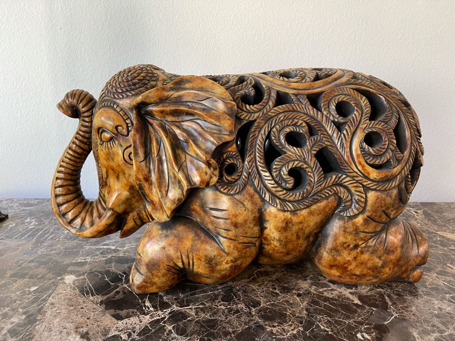 Ceylon Elephant Sculpture From Kinder Collection Austion Productions Resin 23W X 9D X 12H