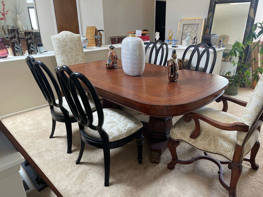 Ernest Hemingway Collection By Thomasville Furniture Dining Table With Six Chairs And Two Leaves 48W X 80L Each Leaf Is 20L [Photo 8]