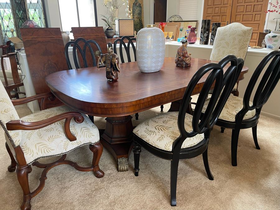 Ernest Hemingway Collection By Thomasville Furniture Dining Table With Six Chairs And Two Leaves 48W X 80L Each Leaf Is 20L [Photo 3]