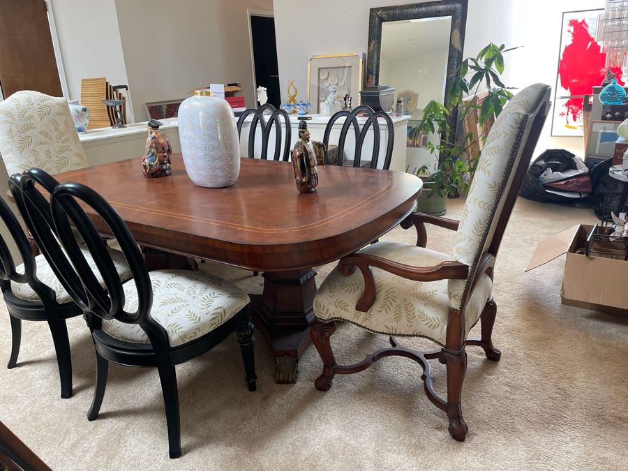 Ernest Hemingway Collection By Thomasville Furniture Dining Table With Six Chairs And Two Leaves 48W X 80L Each Leaf Is 20L [Photo 9]