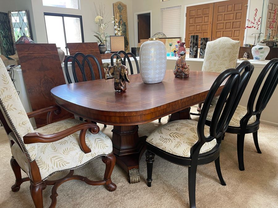 Ernest Hemingway Collection By Thomasville Furniture Dining Table With Six Chairs And Two Leaves 48W X 80L Each Leaf Is 20L [Photo 4]