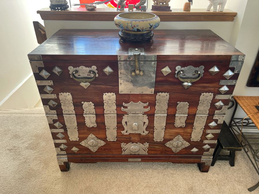 Vintage Japanese Tansu Chest With Silver 40W X 19D X 33H [Photo 2]