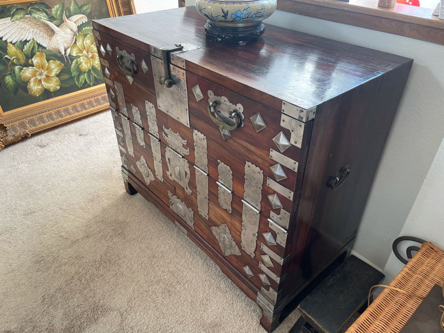 Vintage Japanese Tansu Chest With Silver 40W X 19D X 33H [Photo 5]