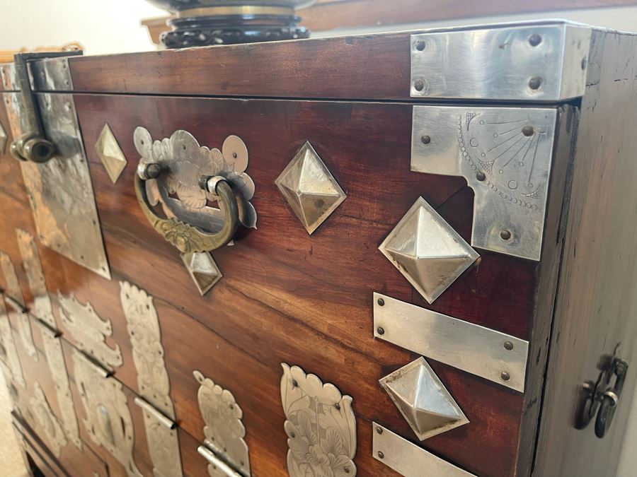 Vintage Japanese Tansu Chest With Silver 40W X 19D X 33H [Photo 6]