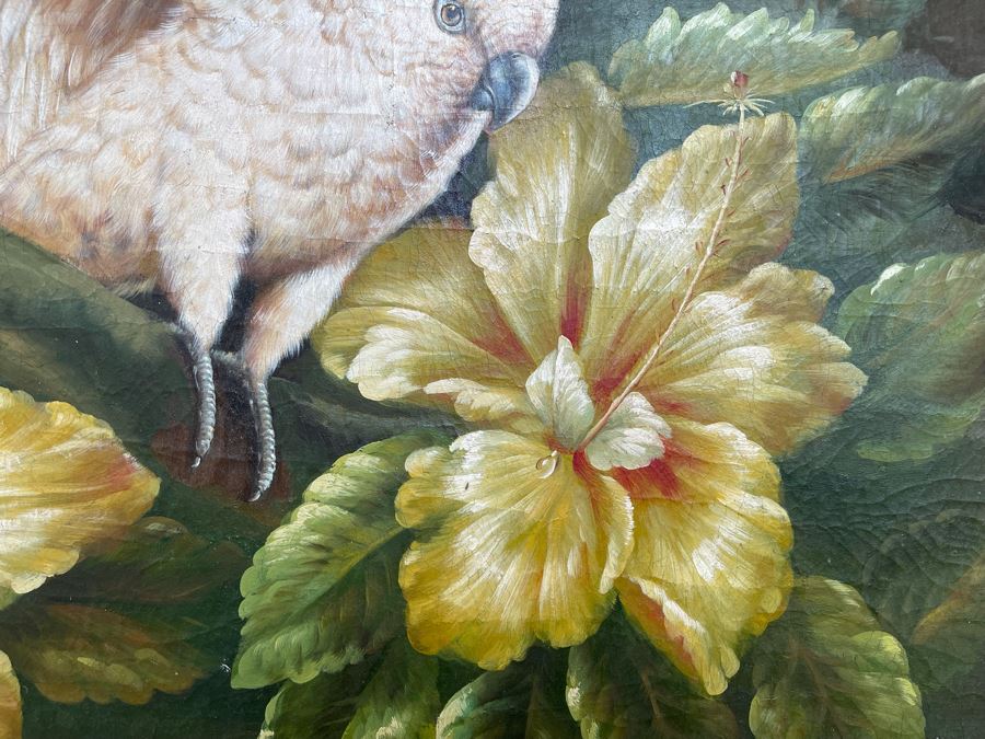 Parrot Painting In Fancy Gilt Wooden Frame 49W X 38H [Photo 6]