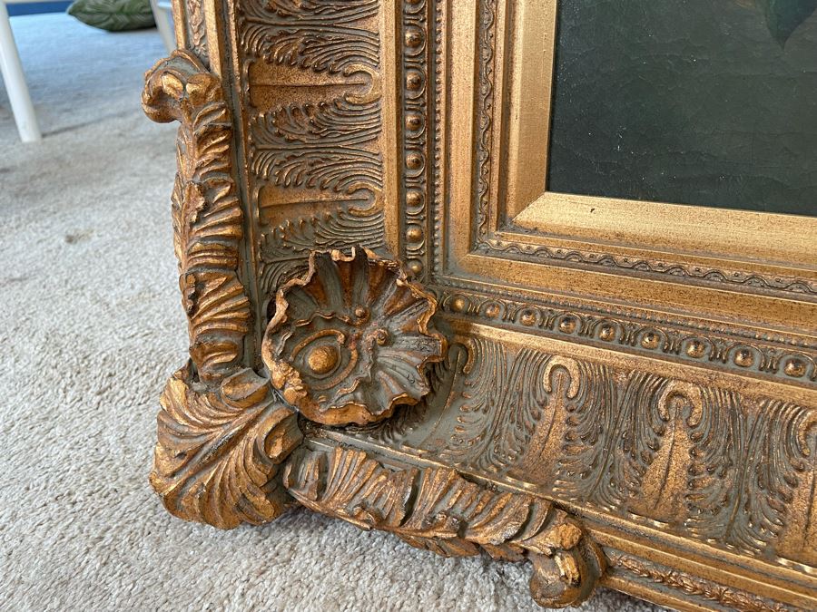 Parrot Painting In Fancy Gilt Wooden Frame 49W X 38H [Photo 14]