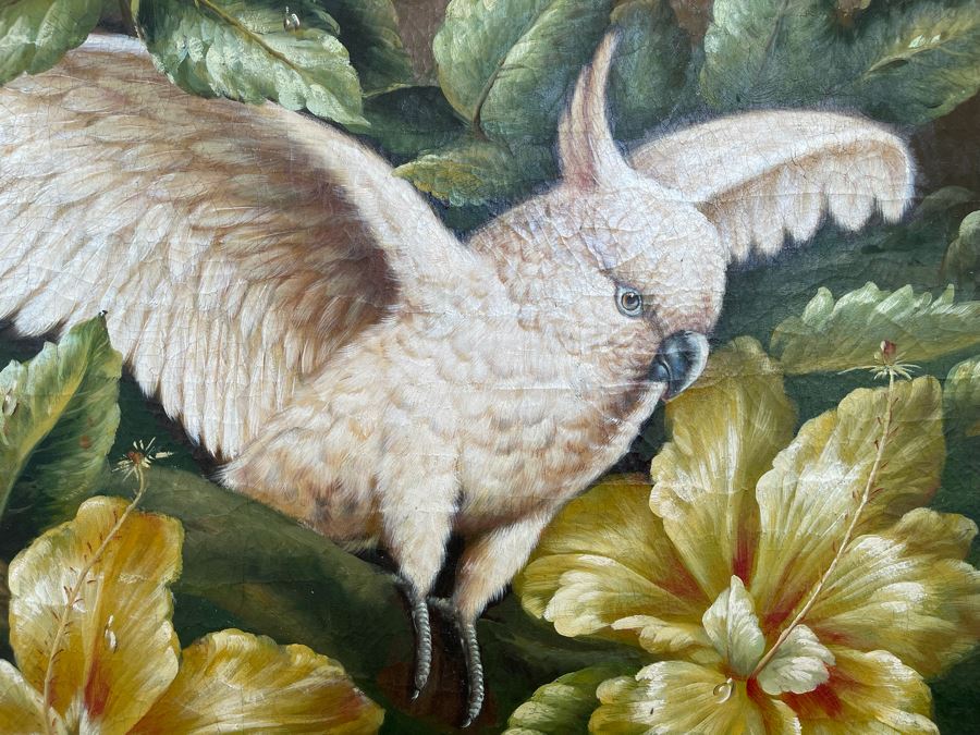 Parrot Painting In Fancy Gilt Wooden Frame 49W X 38H [Photo 5]