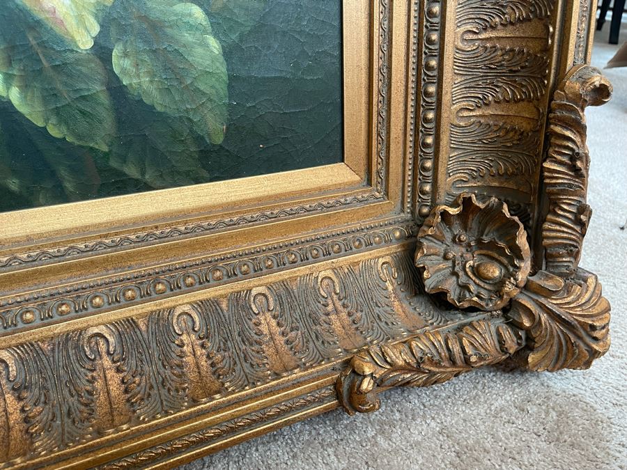 Parrot Painting In Fancy Gilt Wooden Frame 49W X 38H [Photo 15]