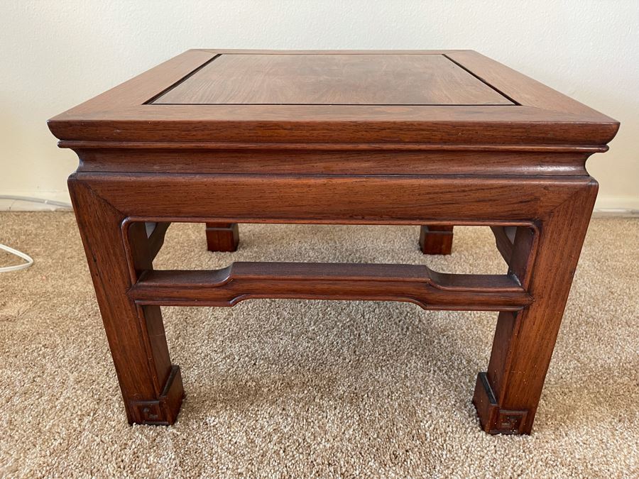 Chinese Carved Wooden Side Table Made In Hong Kong 18W X 14H [Photo 1]