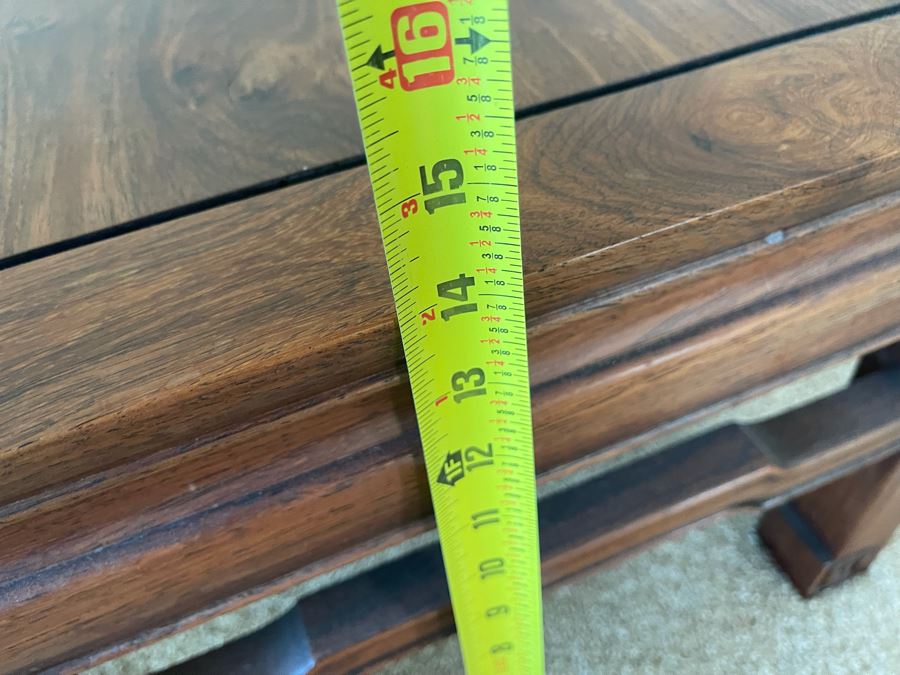 Chinese Carved Wooden Side Table Made In Hong Kong 18W X 14H [Photo 13]