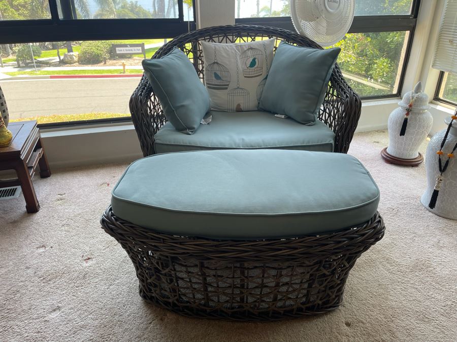 Woven Armchair With Ottoman [Photo 2]