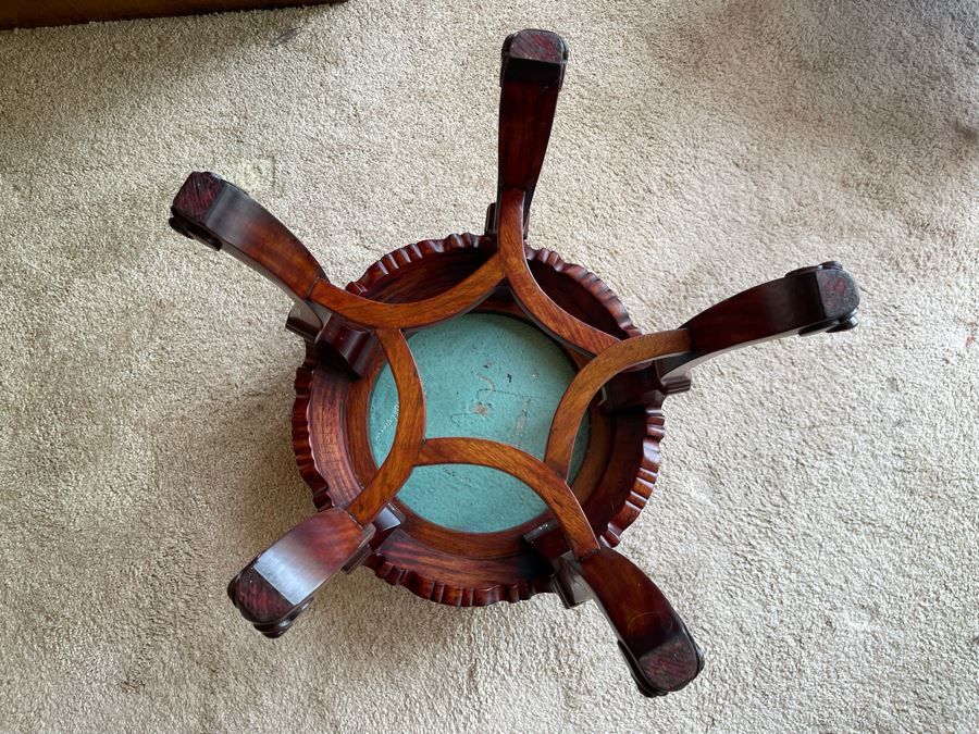 Chinese Wooden Table Stool Stand With Cloisonne Top 17.5W X 20.5H [Photo 8]