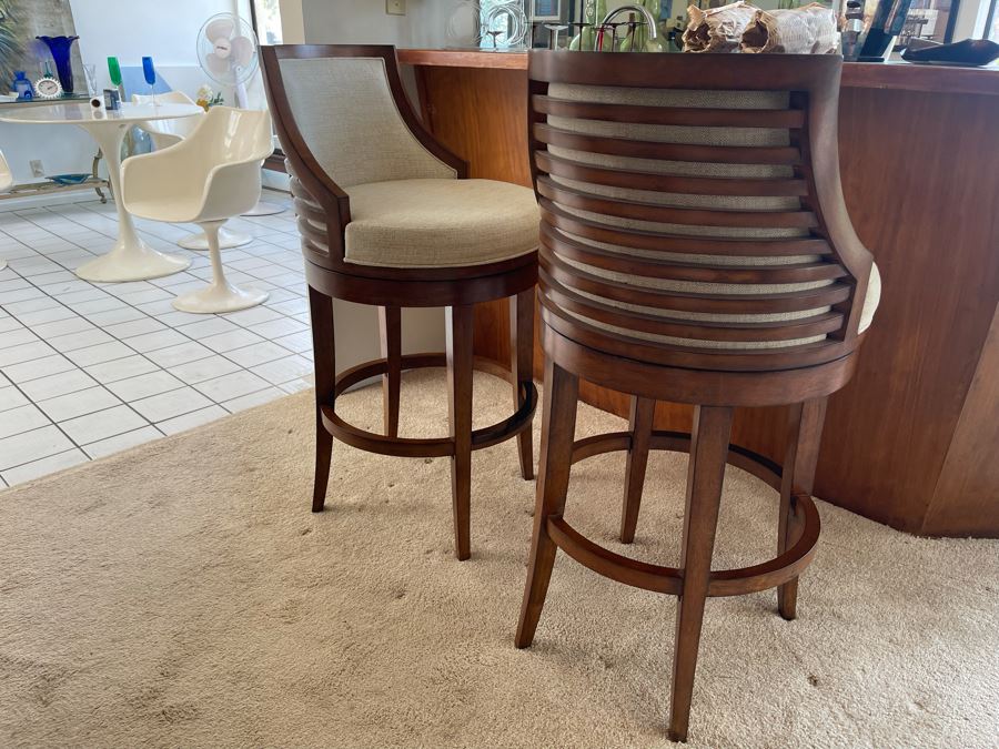 Pair Of Lexington Home Brands Swivel Bar Stools 21W Seat Cushion Is 30H Total Height 42H [Photo 6]