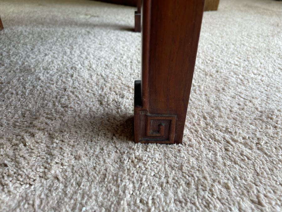Chinese Carved Wooden Side Table Made In Hong Kong 18W X 14H [Photo 3]