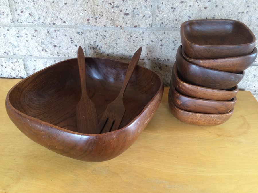 Wooden Salad Bowl Serving Set