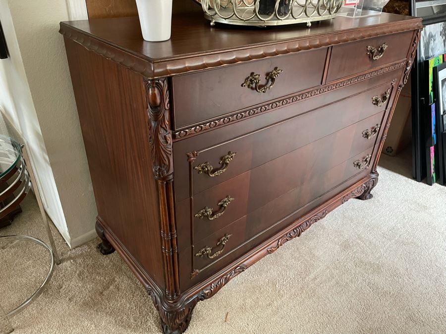 Vintage Chest Of Drawers Side Trim On Left Top Side Is Chipped 50W X 22D X 35H [Photo 5]