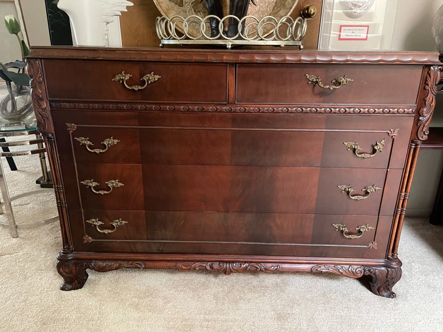 Vintage Chest Of Drawers Side Trim On Left Top Side Is Chipped 50W X 22D X 35H [Photo 3]