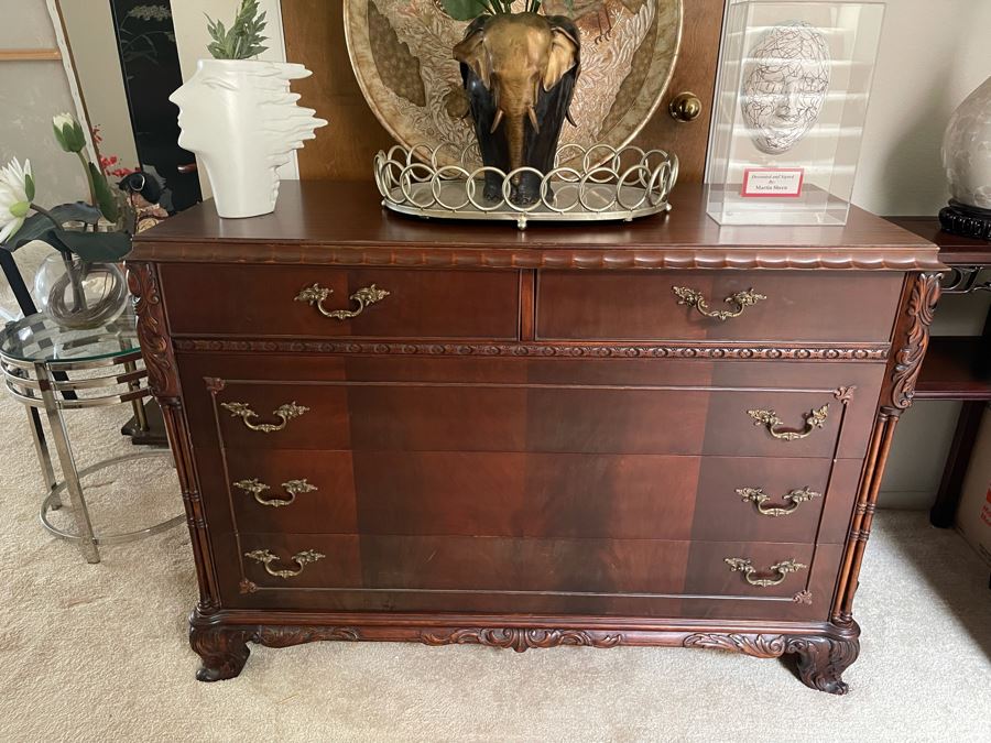 Vintage Chest Of Drawers Side Trim On Left Top Side Is Chipped 50W X 22D X 35H [Photo 2]