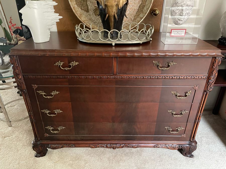 Vintage Chest Of Drawers Side Trim On Left Top Side Is Chipped 50W X 22D X 35H [Photo 4]