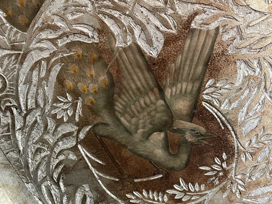 Maitland-Smith Large Decorative Gold Tone Charger Plate With Birds [Photo 6]