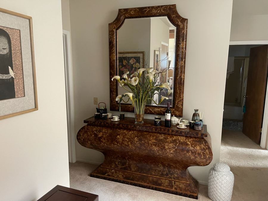 Console Entry Table 68W X 19D X 35H With Matching Wall Mirror 41W X 55H [Photo 4]