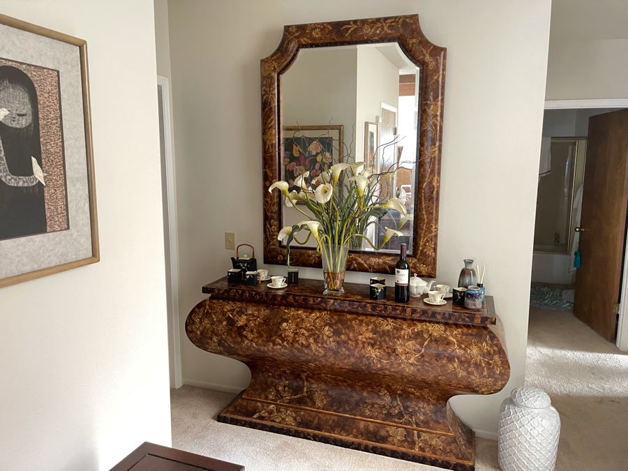 Console Entry Table 68W X 19D X 35H With Matching Wall Mirror 41W X 55H [Photo 3]