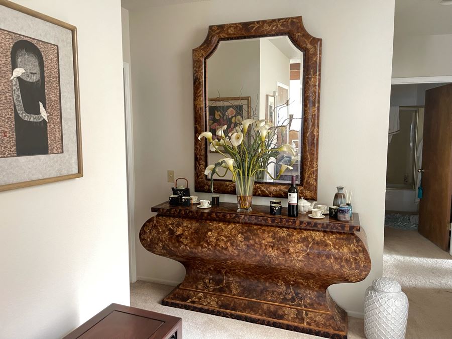 Console Entry Table 68W X 19D X 35H With Matching Wall Mirror 41W X 55H [Photo 2]