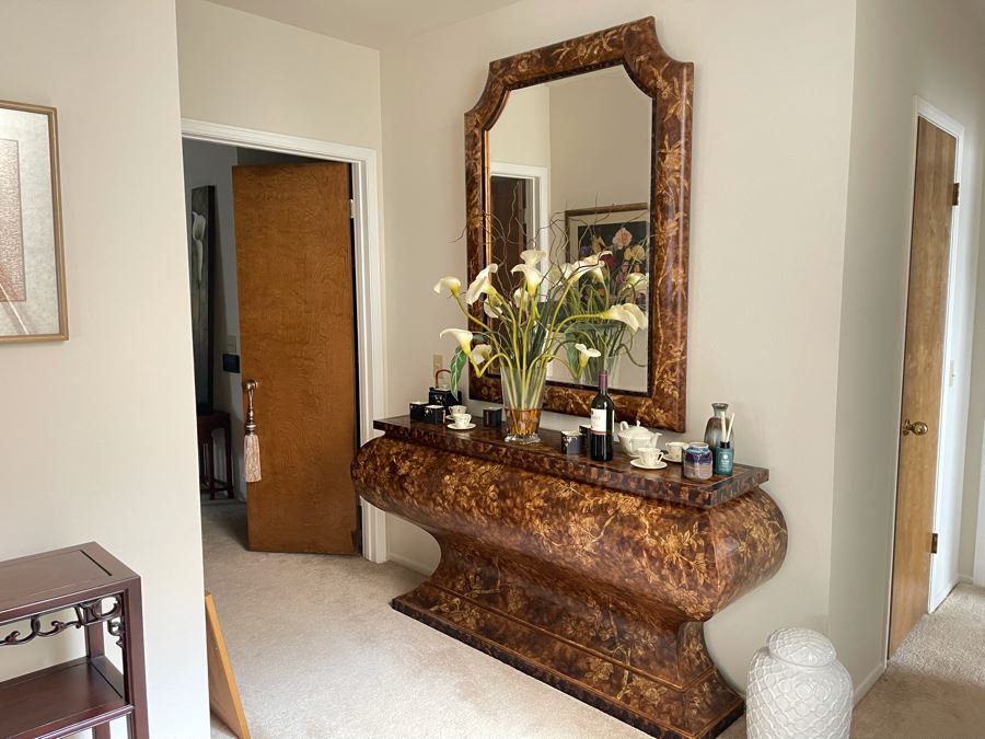 Console Entry Table 68W X 19D X 35H With Matching Wall Mirror 41W X 55H [Photo 5]