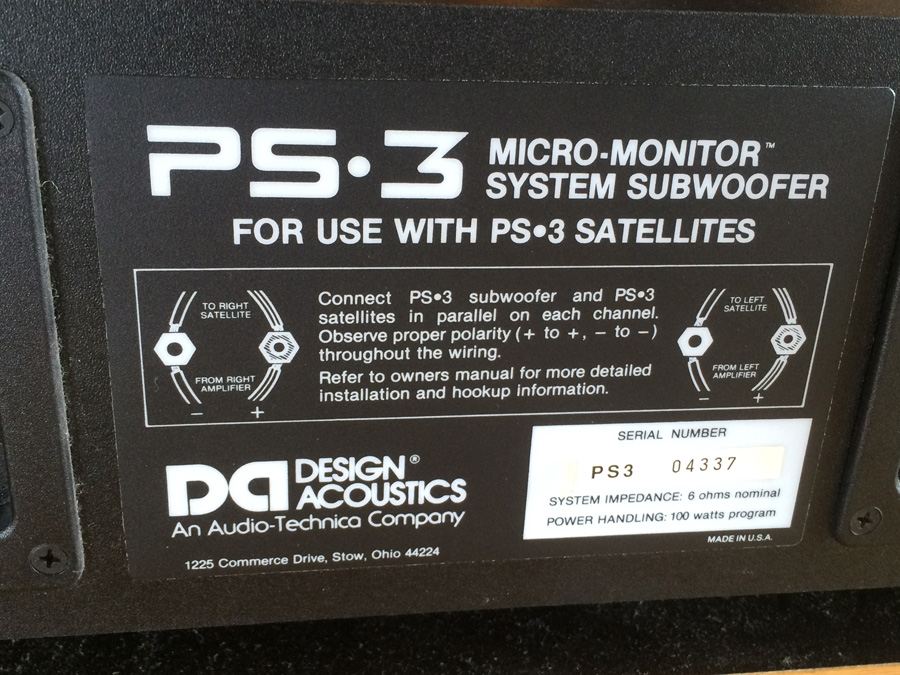 Audio-Technica Design Acoustics PS3 Speakers and Subwoofer [Photo 6]