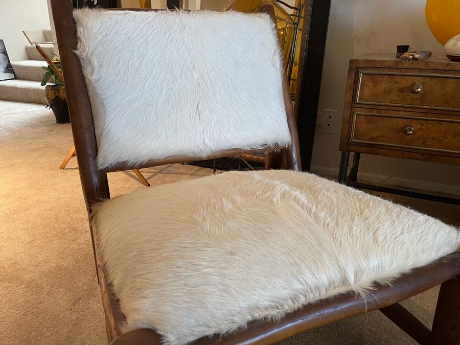 Solid Wood Accent Chair With Cowhide Seat And Back 24W X 29D X 30H [Photo 5]