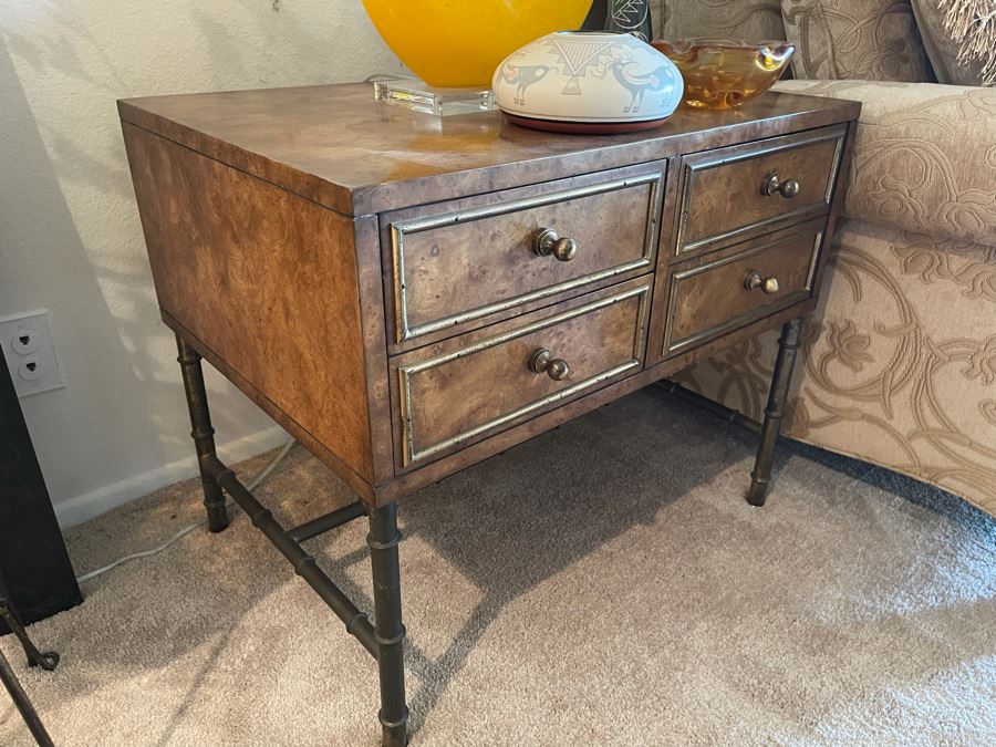 Mastercraft Furniture Hollywood Regency Chest Side Table With Drawers