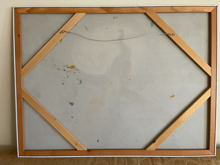 Peacock Birds Painting On Canvas Unsigned 48W X 36H [Photo 14]