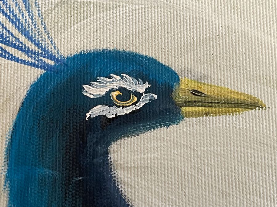Peacock Birds Painting On Canvas Unsigned 48W X 36H [Photo 10]
