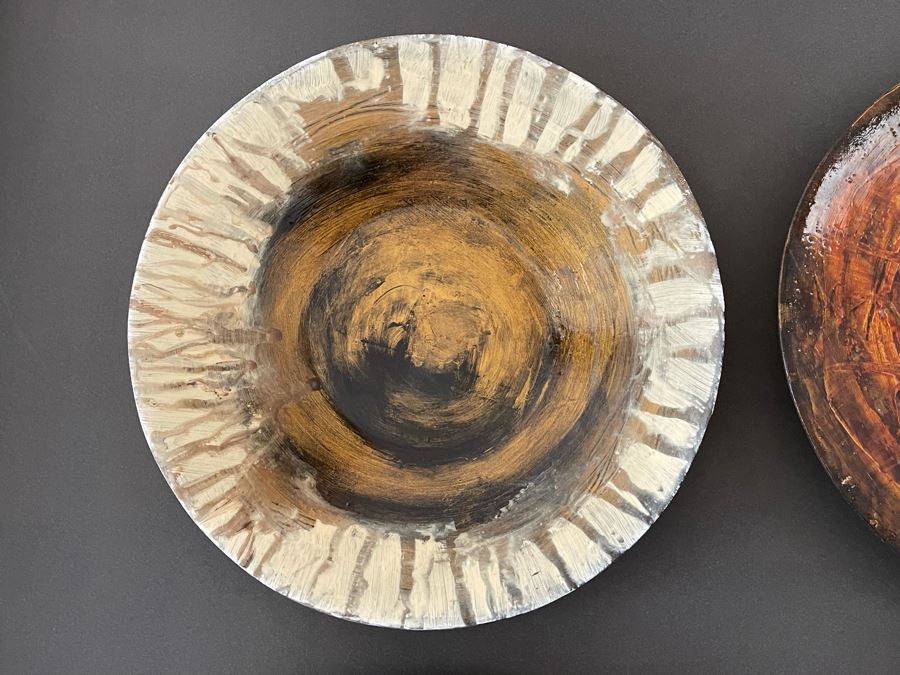 Original Signed Mixed Mixed Artwork Of Nine Framed Hand Painted Plates [Photo 14]