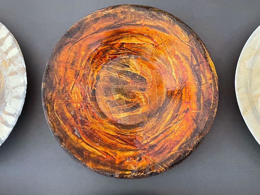 Original Signed Mixed Mixed Artwork Of Nine Framed Hand Painted Plates [Photo 13]