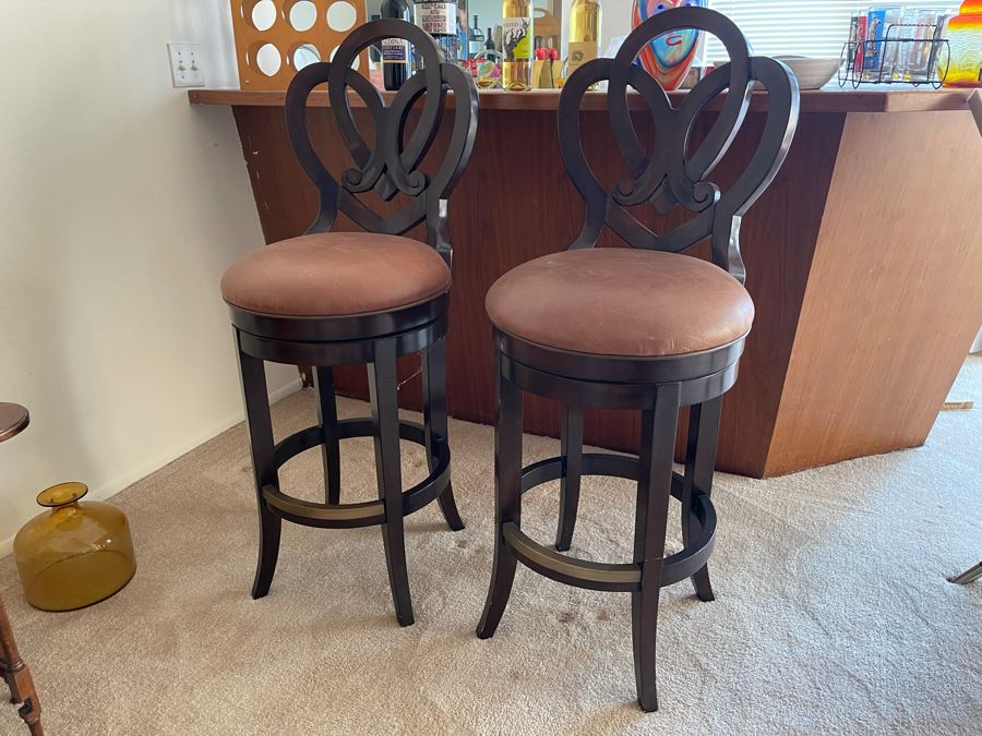 Pair Of Artistica Swivel Barstools 19W X 29H Seat Height X 47H
