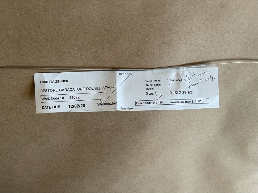 Original Ken Fallin Framed Caricature Artwork Client Paid $400 Just For Professional Gold Framing 19.5W X 29.5H [Photo 11]