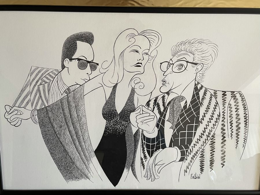 Original Ken Fallin Framed Caricature Artwork Client Paid $400 Just For Professional Gold Framing 19.5W X 29.5H [Photo 3]