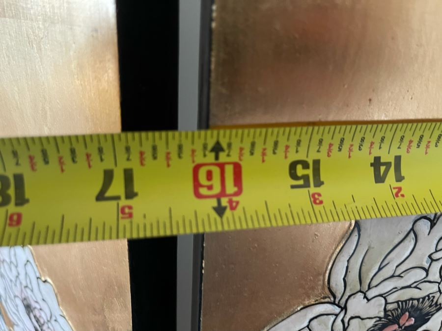 4-Panel Asian Screen Double Sided - One Side Is Gold Tones Other Is Black Tones 64W X 72H [Photo 15]