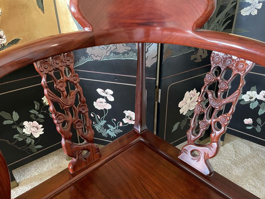Chinese Carved Rosewood Corner Chair 27W X 22D X 34H [Photo 4]
