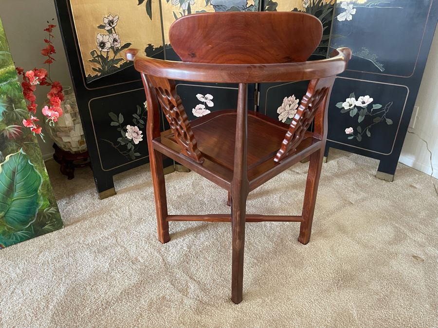 Chinese Carved Rosewood Corner Chair 27W X 22D X 34H [Photo 8]